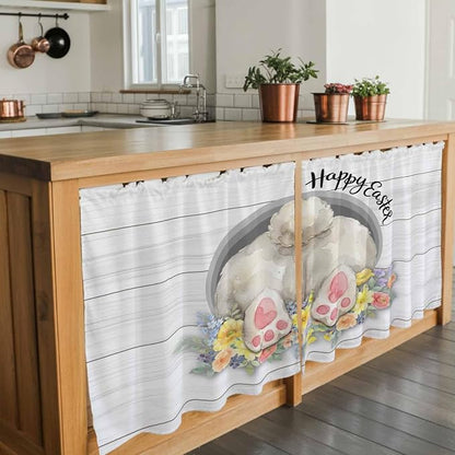 Easter Bunny Kitchen Tier Curtains 24 Inch Long 2 Panel Set, Rod Pocket Cafe - Image 7