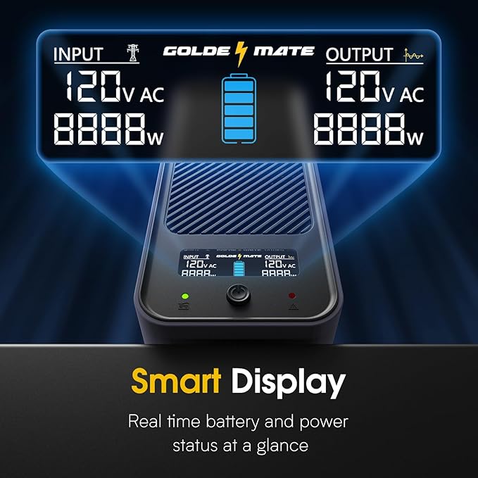 GOLDENMATE 1000VA/800W Lithium UPS Battery Backup and Surge Protector, Sinewave - Image 7