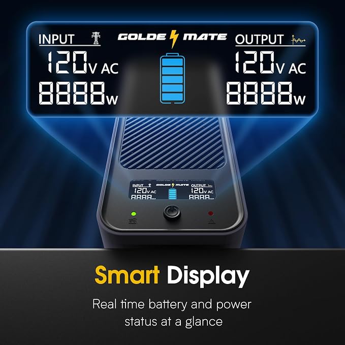 GOLDENMATE 1000VA/800W Lithium UPS Battery Backup & Surge Protector, Backup - Image 4