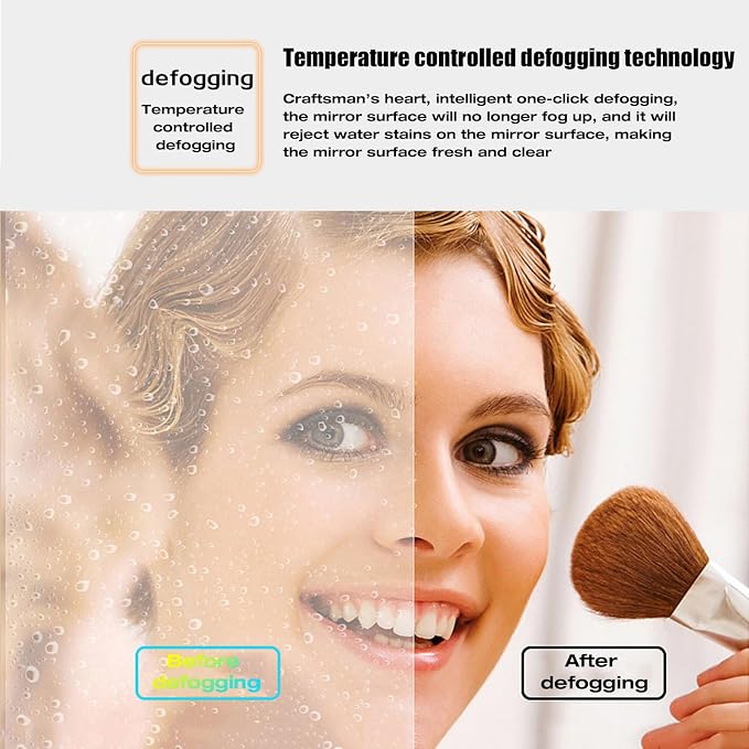 31.5 Inch LED Round Bathroom Mirror, Wall Mounted Multifunction Bathroom Vanity - Image 4