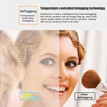 31.5 Inch LED Round Bathroom Mirror, Wall Mounted Multifunction Bathroom Vanity - Image 4