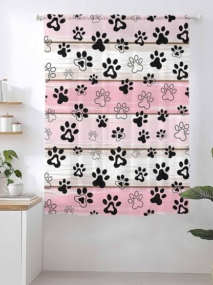 Sheer Curtains 63 Inch Length, Vintage Farmhouse Country Wooden Grain Privacy - Image 2