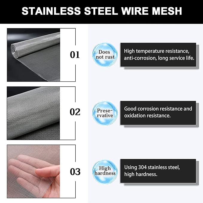 Stainless Steel Woven Wire Mesh, Metal Woven Mesh, 20 Mesh Stainless Steel Air - Image 4