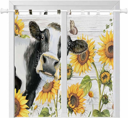 Retro Farmhouse Floral Bathroom Curtains 63 Inch Length, Window Curtains Tab Top by Unknown