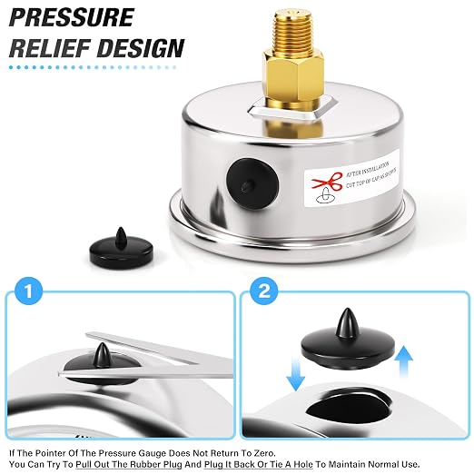 MEANLIN MEASURE 0~15Psi Dry Low Pressure Gauge Stainless Steel 1/8" NPT 2" FACE - Image 6