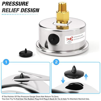 MEANLIN MEASURE 0~300Psi Dry Pressure Gauge Stainless Steel 1/8" NPT 2" FACE - Image 6