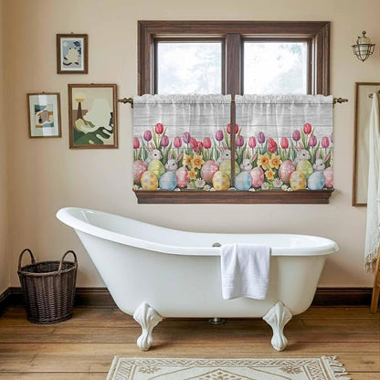 Easter Kitchen Tier Curtains 36 Inch Long 2 Panel Set, Rod Pocket Half Window - Image 5