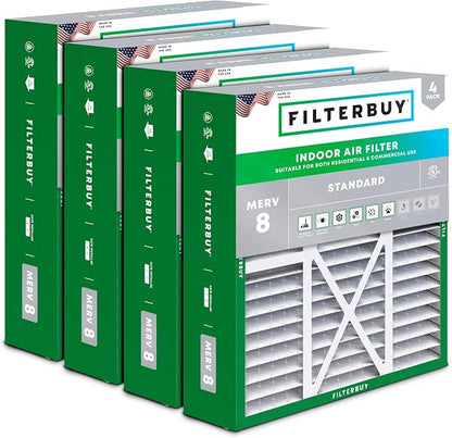 Filterbuy 16x20x5 Air Filter MERV 8 Essential Dust & Allergy Defense, Pleated by Filterbuy