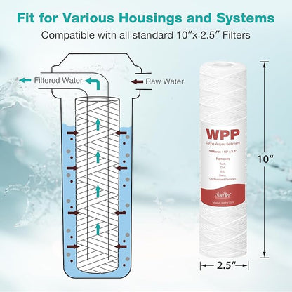 SimPure 5 Micron 10" x 2.5" String Wound Whole House Water Filter Cartridge - Image 5