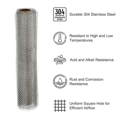 PATIKIL 40"L x 10"W Woven Wire Mesh, 8 Mesh 304 Stainless Steel Air Vent Filter - Image 3