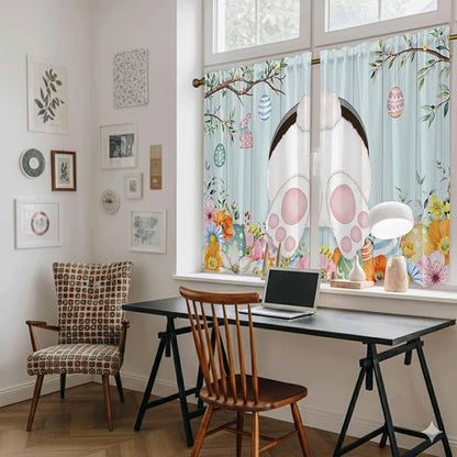 Easter Bunny Kitchen Curtains 54 Inch Long 2 Panel Set, Rod Pocket Window - Image 6