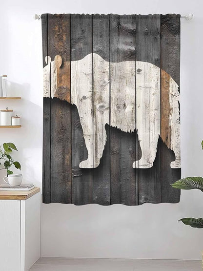 Sheer Curtains 72 Inches Long, Vintage White Brown Bear Semi Sheer Curtains - Image 2