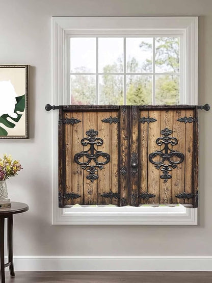 Sheer Curtains 45 Inch Length, Barn Door Semi Sheer Curtains Light Filtering - Image 2