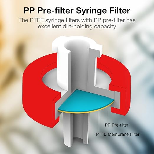 SimPure Syringe Filter PTFE 100 PCS Hydrophobic Membrane, 25mm Disc Diameter - Image 4