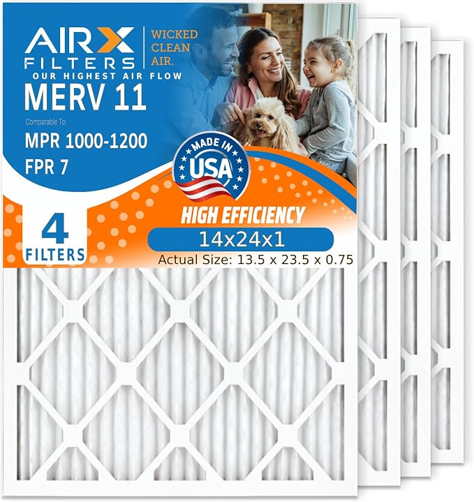 AIRX FILTERS WICKED CLEAN AIR. 14x24x1 Air Filter MERV 11 Electrostatic Pleated by AIRXFILTERSWICKEDCLEANAIR