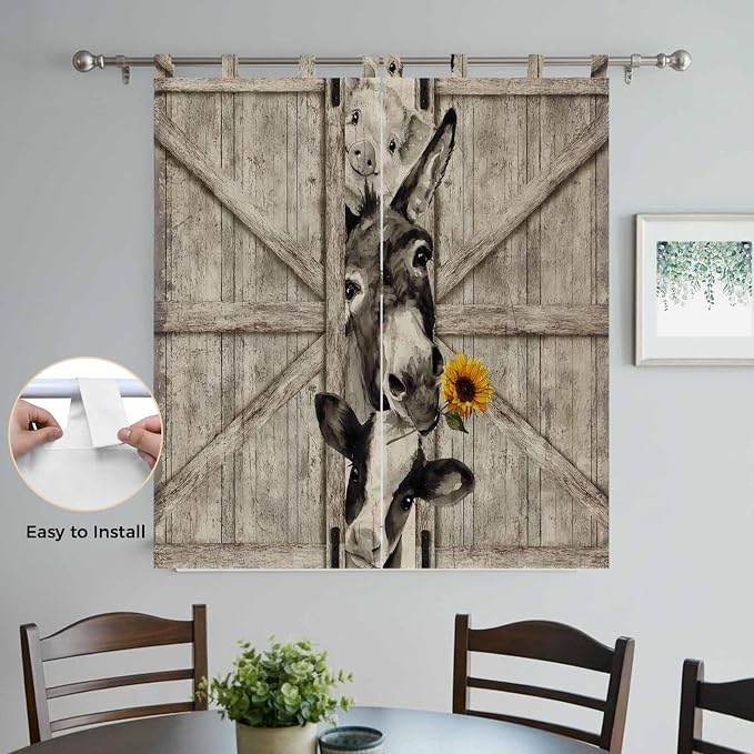 Funny Farm Animals Living Room Curtains 84 Inch Length, Window Curtains Tab Top - Image 4