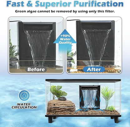 Turtle Tank Filter Aquarium Filter Power Adjustable 20-75 Gal. 290GPH Large - Image 3