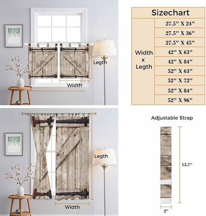Farmhouse Wood Grain Bathroom Curtains 63 Inch Length, Window Curtains Tab Top - Image 8