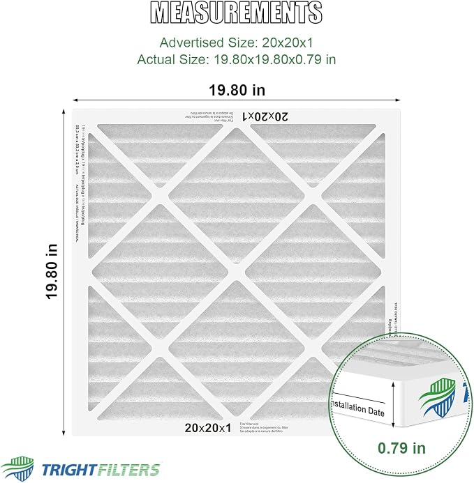 20x20x1 Air Filter 6 Pack, Durable MERV 8 Pleated Home HVAC AC Furnace Filters - Image 2