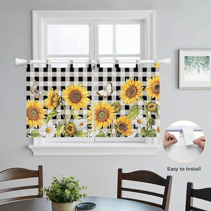 Sunflowers Kitchen Curtains 36 Inch Length, Small Window Curtains Tab Top - Image 4