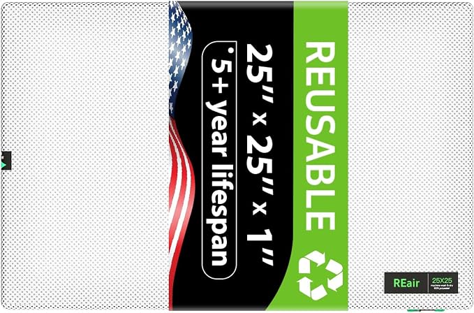 Reair 25x25x1 Extra Replacement Filter without Frame, Washable and Reusable Air by Reair