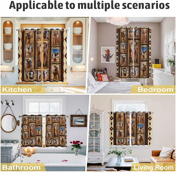 2 Panel Kitchen Cafe Curtains, Wildlife Camels Sunlight Filtering Nature Air - Image 5