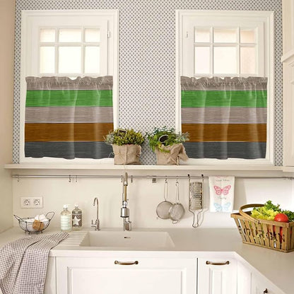 Farm Gray Green Brown Wood Grain Window Valance Curtains, Rustic Wooden Plank - Image 7