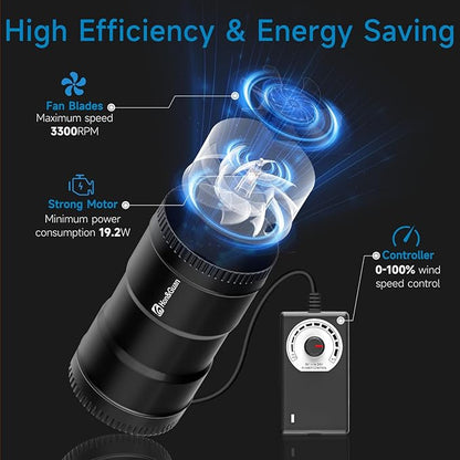 Hon&Guan 6" Air Filtration Kit: 6 Inch Inline Duct Fan - Image 2