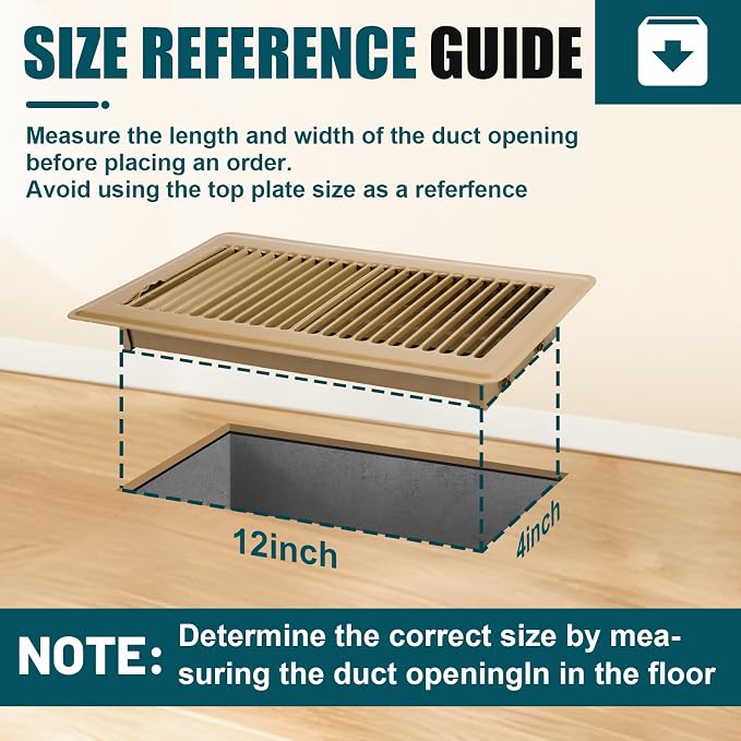 VOISEN Floor Register 4x12, 2 Pack Floor Vent Covers, Steel Adjustable Air - Image 5