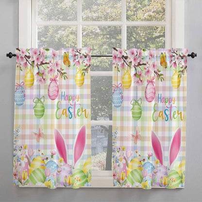 Happy Easter Kitchen Curtains 45 Inches length, Spring Bunny Colorful Eggs - Image 2