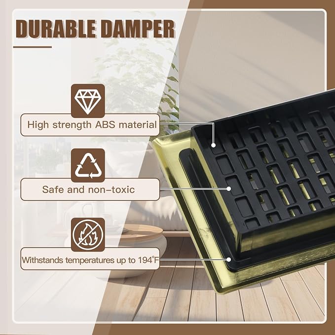 2 Packs Floor Vent Air Register 4X10 Inch Brushed Gold Color Floor Register - Image 4
