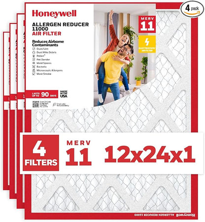 Honeywell 12x24x1 MERV 11 Allergen Reducer 11000 Electrostatic Pleated HVAC AC by HoneywellAirComfort
