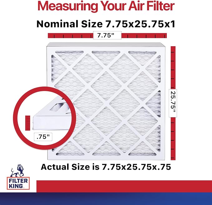 Filter King Air Filters 7.75x25.75x1 | 12-PACK | MERV 11 HVAC Pleated AC - Image 2
