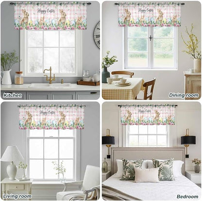 Easter Sheer Valances for Windows 60"x18", Light Filtering Kitchen Curtains - Image 5