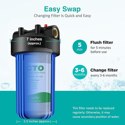 SimPure Whole House Water Filter Cartridges 5 Micron 10" x 4.5" CTO Activated - Image 5