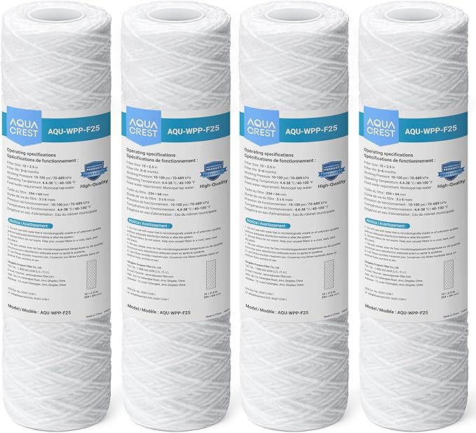 AQUA CREST AP110 5 Micron 10"x2.5" String Wound Whole House Water Filter by AQUACREST