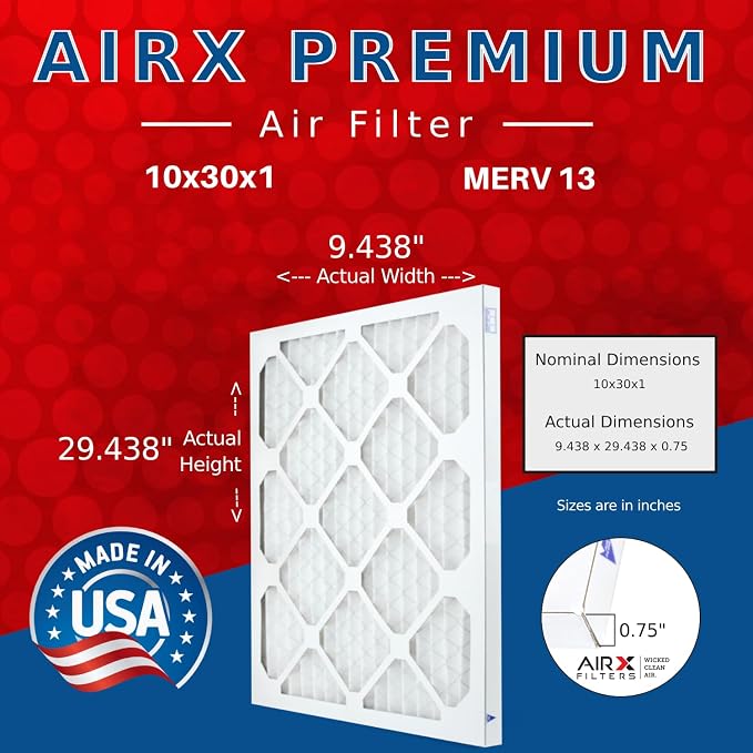 AIRX FILTERS WICKED CLEAN AIR 10x30x1 MERV 13 Electrostatic Pleated Air - Image 2