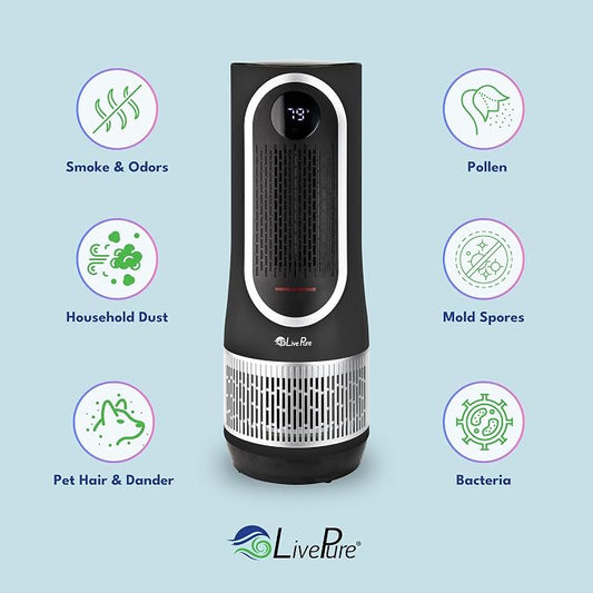 LivePure 3-in-1 LP500 Clean Heat Air Purifier & Electric Heater – Oscillating - Image 2