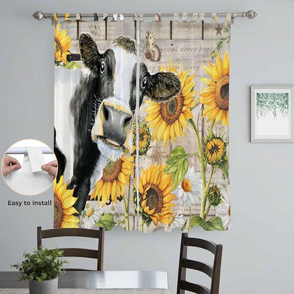 Yellow Sunflowers Living Room Curtains 96 Inch Length, Window Curtains Tab Top - Image 4