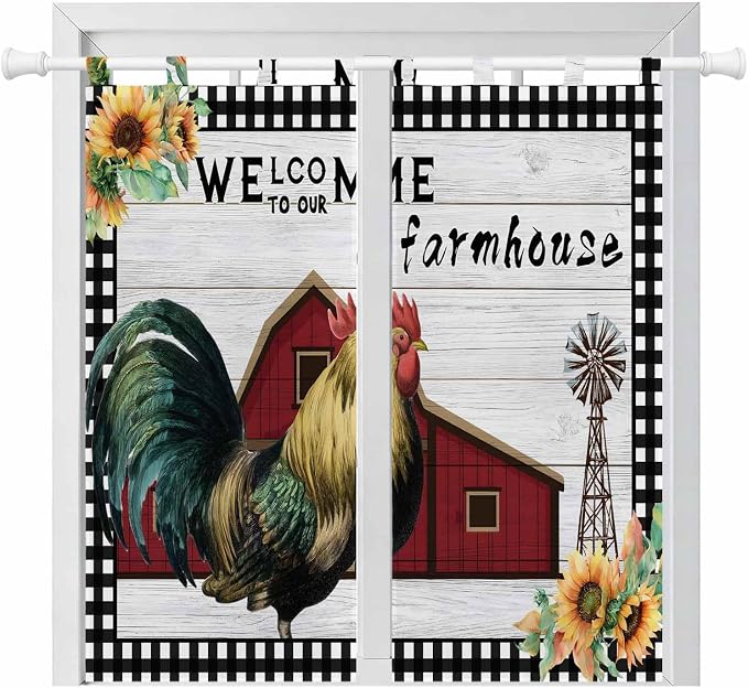 Farmhouse Rooster Living Room Curtains 84 Inch Length, Window Curtains Tab Top by Unknown