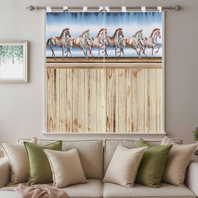 Western Horse Living Room Curtains 84 Inch Length, Window Curtains Tab Top - Image 9