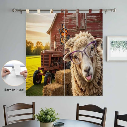 Farm Sheep Bedroom Curtains 72 Inch Length, Window Curtains Tab Top, Farmhouse - Image 4