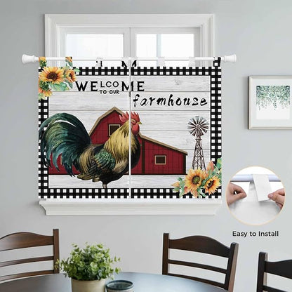 Farmhouse Rooster Bedroom Curtains 63 Inch Length, Window Curtains Tab Top - Image 4