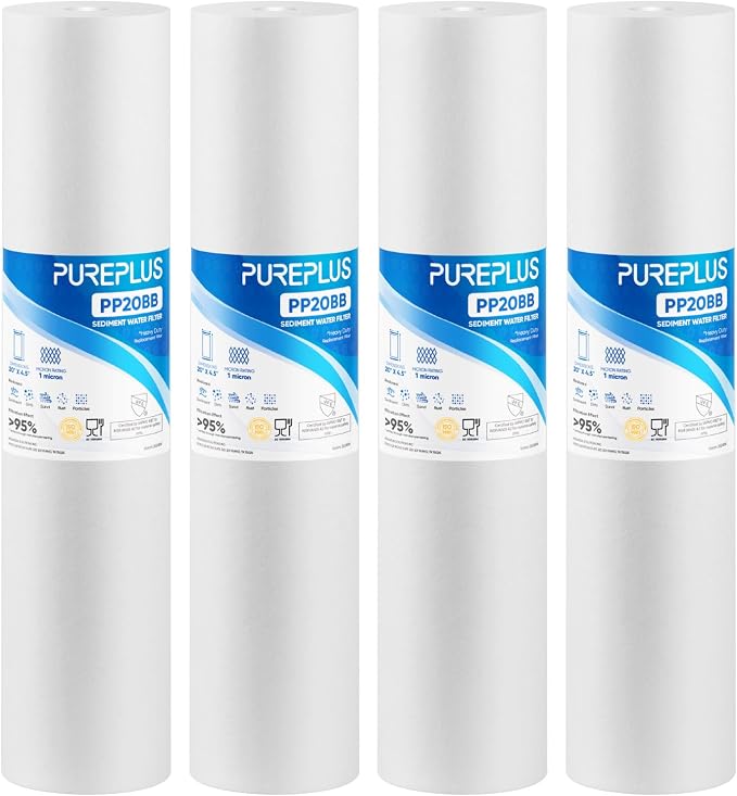 PUREPLUS 1 Micron 20" x 4.5" Whole House Sediment Home Water Filter Replacement by PUREPLUS