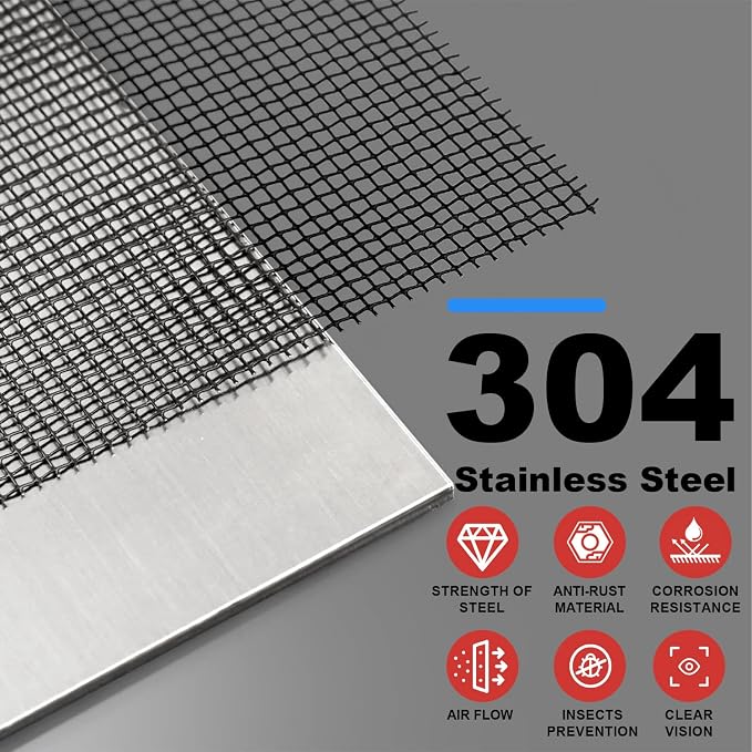 304 Stainless Steel Mesh, 47in x 10ft, 22 Mesh, Sturdy Metal Screen Roll - Image 2