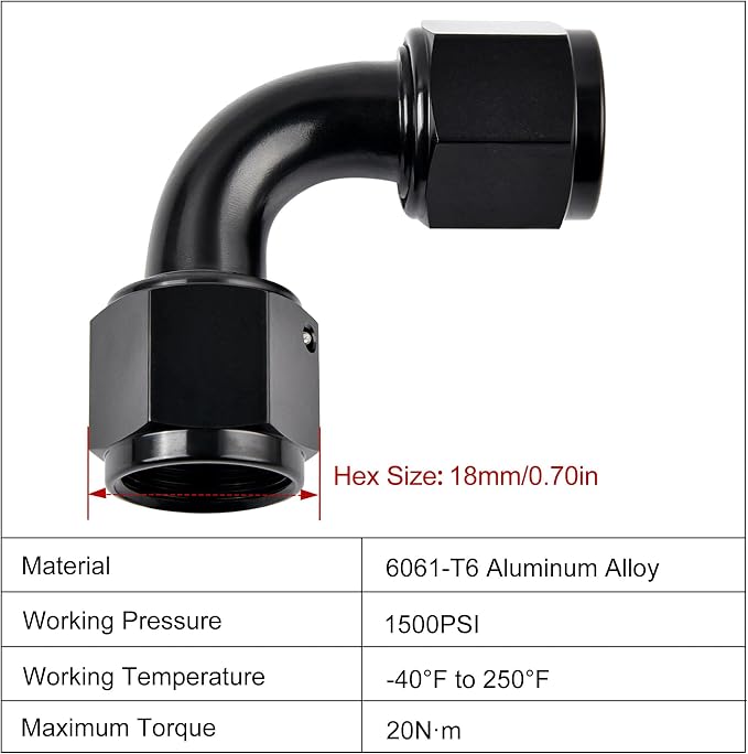 EVIL ENERGY 6AN Female to 6AN Female 90 Degree Swivel Coupler Union Fitting - Image 2