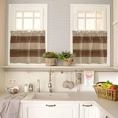 Retro Country Brown Wooden Board Window Valance Curtains, Farmhouse Gradient - Image 7