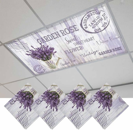 Fluorescent Light Covers for Ceiling Lights Lavender Flower Magnetic Light by Home+L6