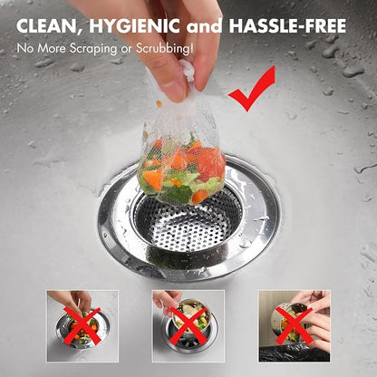 200 Pack Kitchen Sink Strainer Mesh Bag, Anti-Clogging Disposable Sink Drain - Image 2