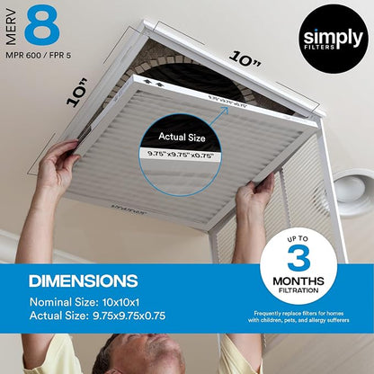 Simply 10x10x1 Air Filter, Merv 8, MPR 600, 12 Pack, Furnace Air Filter - Image 3